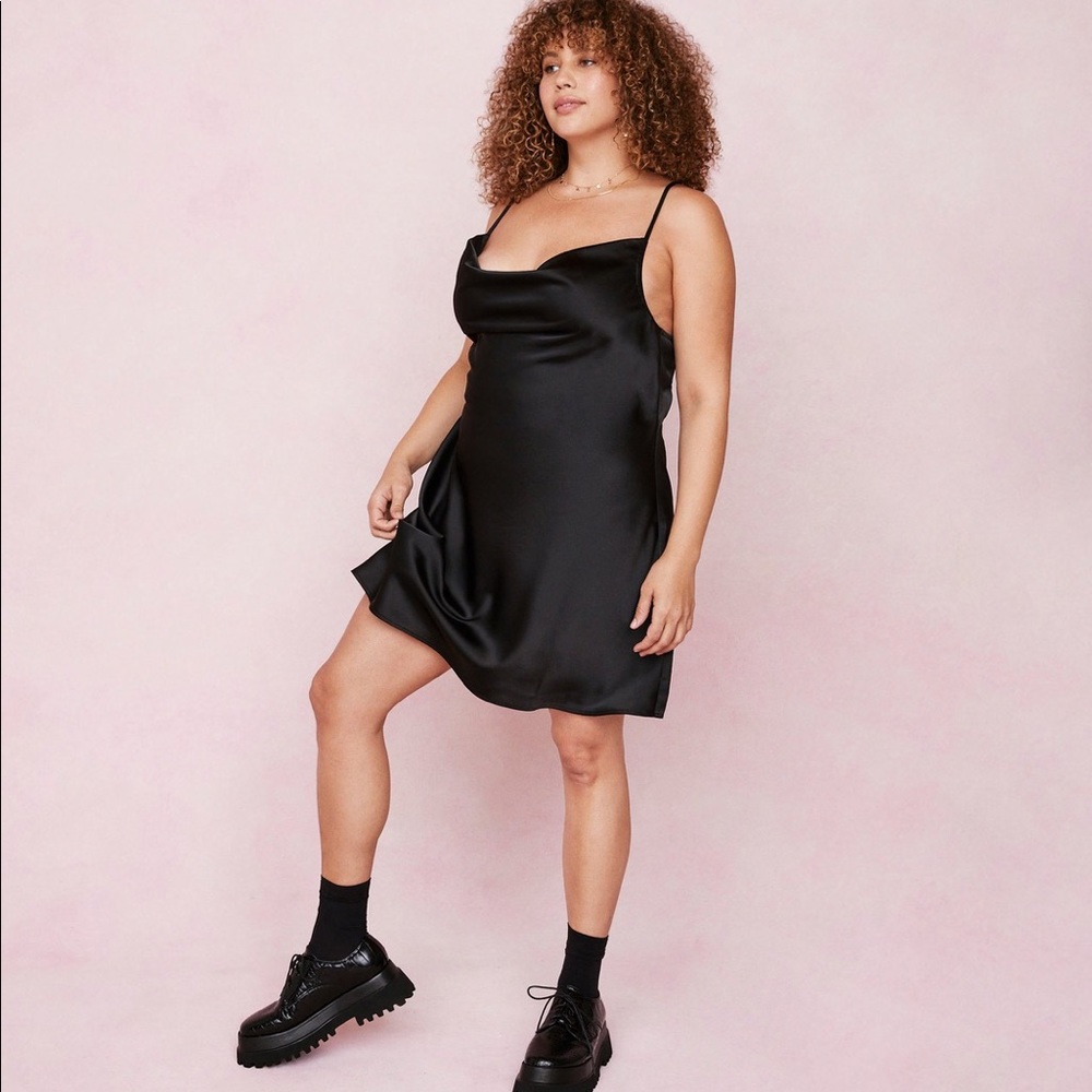 NWT Nasty Gal Plus Satin Cowl Mini Dress